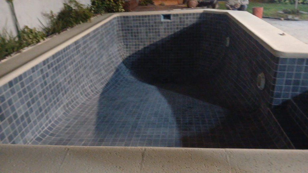 Piscina rectangular revestida en venecitas