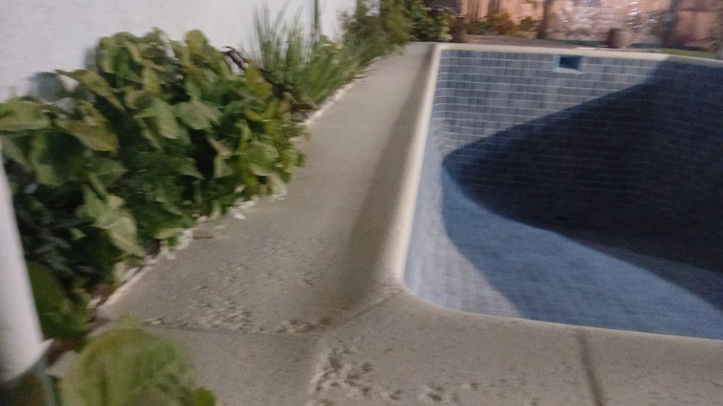 Piscina con venecitas junto al jardín
